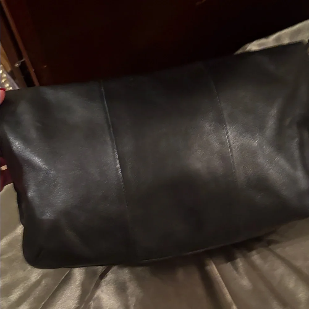 Coach Kristin Black Leather Shoulder Bag with large Silver hang tagL0968-14755